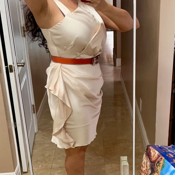 Donna Morgan Ivory Classic drape goddess dress - Picture 7 of 8